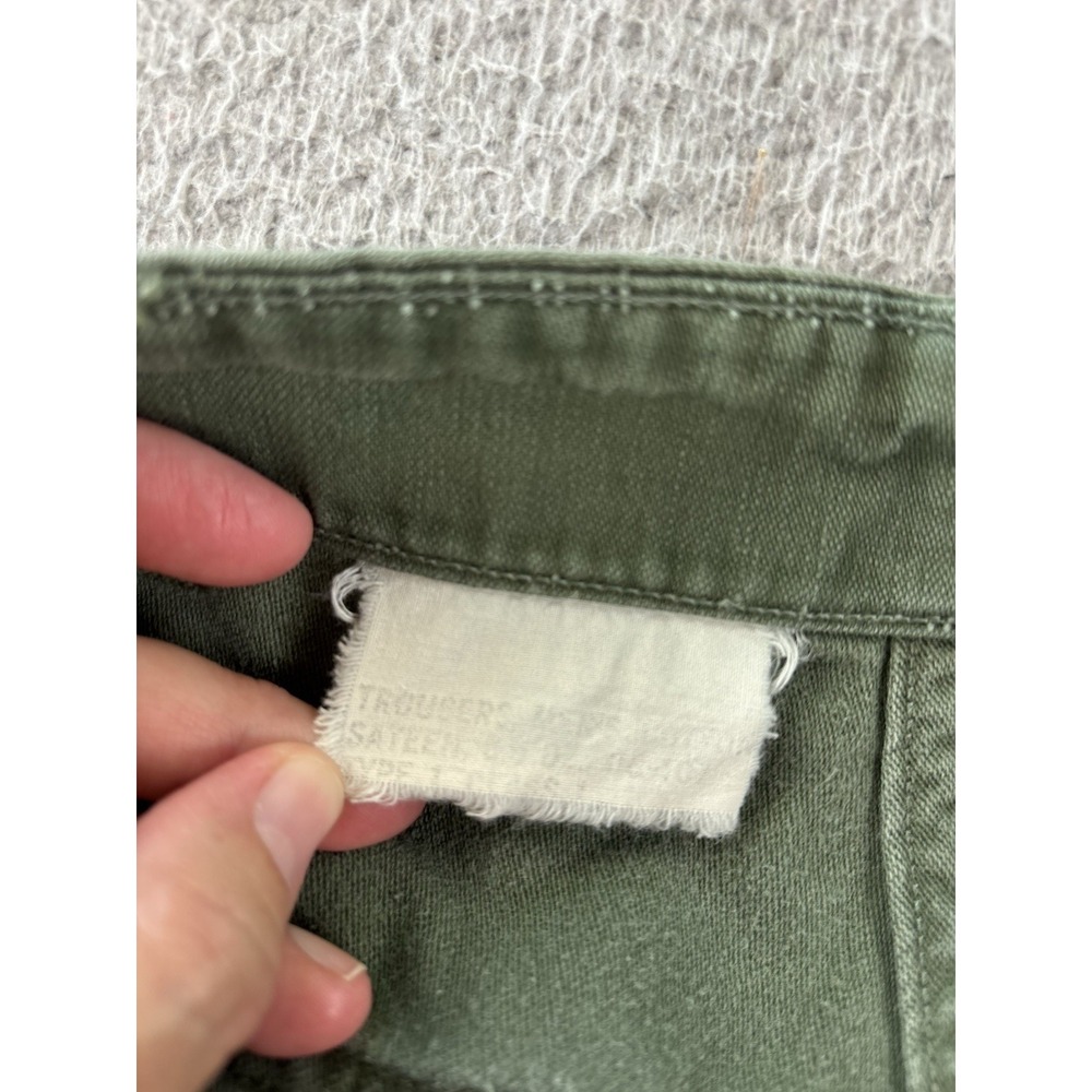 Vintage US Army OG-507 Baker Trousers Womens 34x23 Button Fly Distressed Patched - Picture 10 of 16